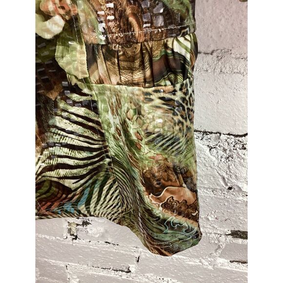 Toni Morgan Jacket Women's L Short Full Zip Floral Animal Print Clear Sequins - Picture 9 of 14